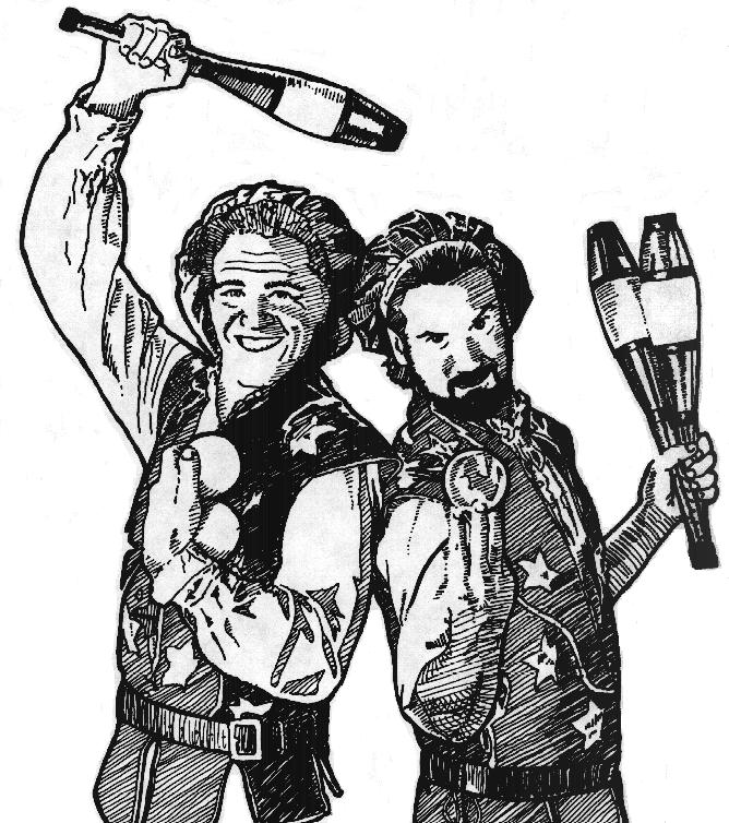 An artist draws juggling artists!